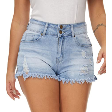 YOCUR Women's Plus Size Ripped Jean Shorts for Summer