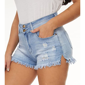 YOCUR Women's Plus Size Ripped Jean Shorts for Summer