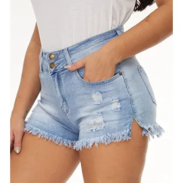 YOCUR Women's Plus Size Ripped Jean Shorts for Summer