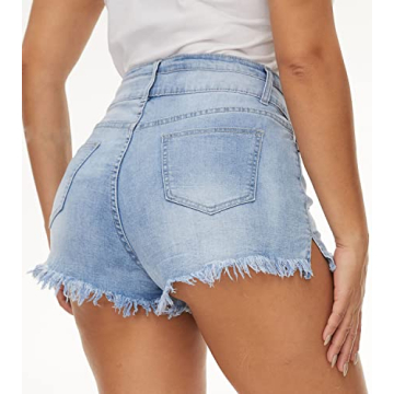 YOCUR Women's Plus Size Ripped Jean Shorts for Summer