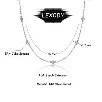 LEXODY Diamond Necklaces for Women Dainty Silver Necklace Simple Solitaire Choker Necklaces for Women Trendy Jewelry Gifts for Women