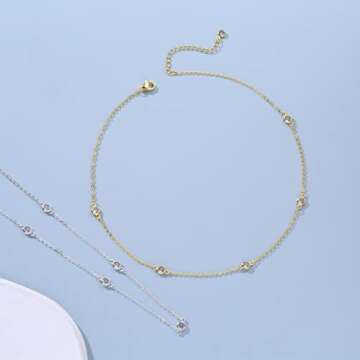 LEXODY Diamond Necklaces for Women Dainty Silver Necklace Simple Solitaire Choker Necklaces for Women Trendy Jewelry Gifts for Women