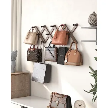 OROPY Wood Accordion Wall Hanger Stylish Expandable Rack 14 Pegs