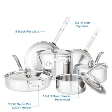 Viking 10-Piece Stainless Steel Cookware Set for All Cooktops