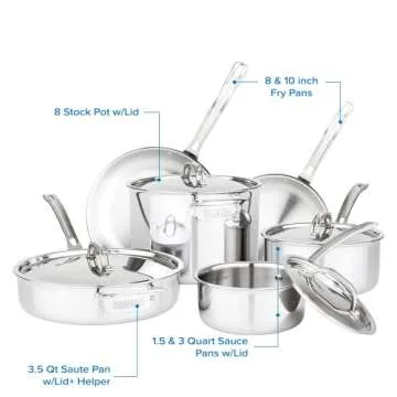 Viking 10-Piece Stainless Steel Cookware Set for All Cooktops