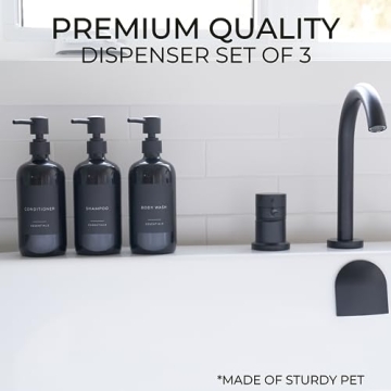 Stylish Shower Dispenser Set of 3 - Modern 21oz Pump Bottles