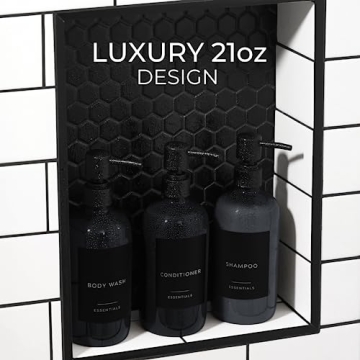 Stylish Shower Dispenser Set of 3 - Modern 21oz Pump Bottles