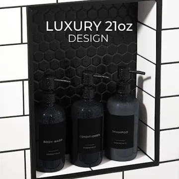 Stylish Shower Dispenser Set of 3 - Modern 21oz Pump Bottles