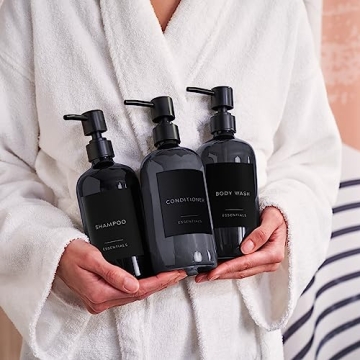Stylish Shower Dispenser Set of 3 - Modern 21oz Pump Bottles