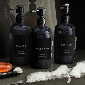 Stylish Shower Dispenser Set of 3 - Modern 21oz Pump Bottles
