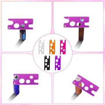 RONRONS 5 Pieces Essential Oil Bottle Opener with Keychain, Stainless Steel Roller On Caps Openers, Colored Metal Bottles Open for Universal Eyelash Glue Replacement Bottle Mouth Head Eyelash Tool