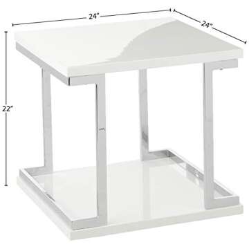 Furniture of America Adina End Table in Sleek White Design