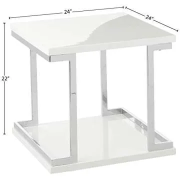 Furniture of America Adina End Table in Sleek White Design