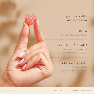 VEGAMOUR GRO Biotin Gummies for Healthy Hair, Vegan