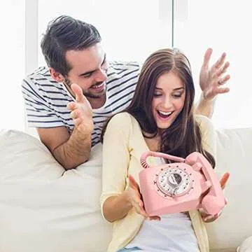 GloDeals 1960's Style Pink Rotary Phone for Home Decor