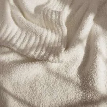 R.SHARE Beige Throw Blanket 50x70 Inch Reversible, Feather Knit Tan Cream Taupe Microfiber Soft Comfy Cozy Lightweight Fluffy Fuzzy Warm Cute for Couch Sofa Chair Bed Home