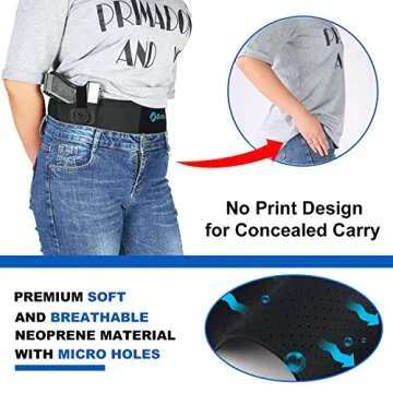 Belly Band Holster for Concealed Carry - Waist Pistol Gun Holster for Men and Women - Fits Glock, Ruger LCP, Taurus, S&W M&P 40 Shield Bodyguard, Sig Sauer, Kahr, Beretta, 1911, etc
