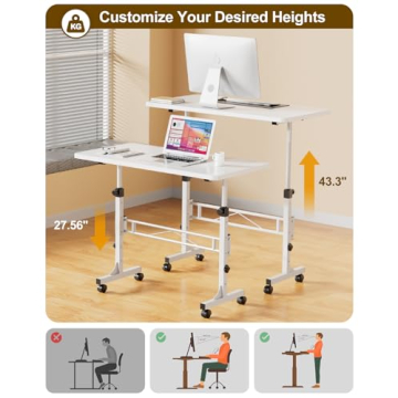 Portable Adjustable Height Mobile Standing Desk 32 Inch