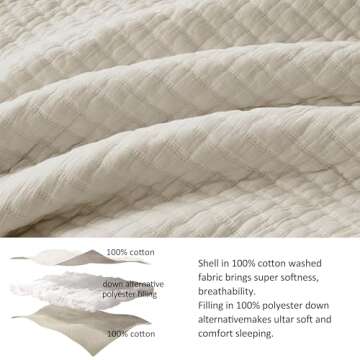 WDCOZY Beige King Size Quilt Set: Stylish & Comfortable Bedding