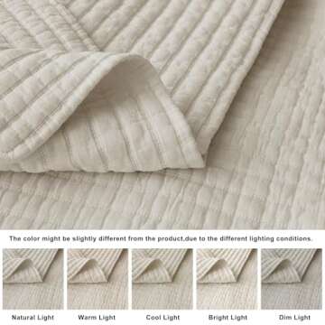 Elegant WDCOZY Beige King Size Quilt Set for All Seasons