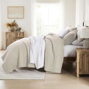 Elegant WDCOZY Beige King Size Quilt Set for All Seasons