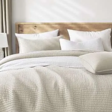 Elegant WDCOZY Beige King Size Quilt Set for All Seasons