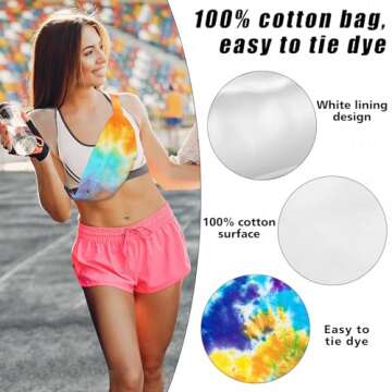 Silkfly 6 Pack White Cotton Fanny Packs for Tie Dye