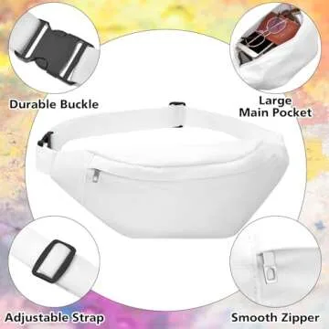 Silkfly 6 Pack White Cotton Fanny Packs for Tie Dye