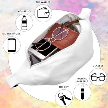 Silkfly 6 Pack White Cotton Fanny Packs for Tie Dye