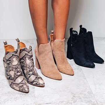 Cape Robbin Blythe Chelsea Ankle Boots for Women, Faux Suede Booties, Chunky Block Heels for Women - Taupe Size 10