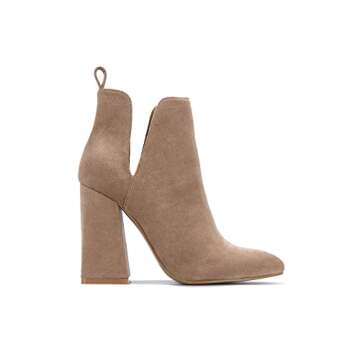 Cape Robbin Blythe Chelsea Ankle Boots for Women, Faux Suede Booties, Chunky Block Heels for Women - Taupe Size 10