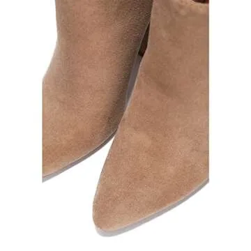 Cape Robbin Blythe Chelsea Ankle Boots for Women, Faux Suede Booties, Chunky Block Heels for Women - Taupe Size 10