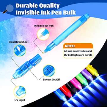 GIFTINBOX Valentines Day Gifts for Kids, 28PCS Invisible Ink Pen with UV Light for Kids, Spy Pen Mag...