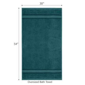 COTTON CRAFT Ultra Soft 4 Pack Oversized Extra Large Bath Towels 30x54 Teal Weighs 22 Ounces - 100% ...