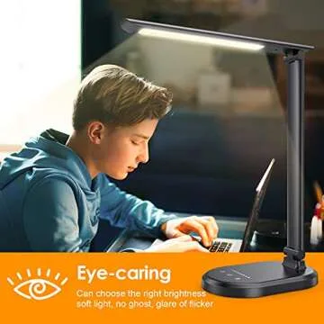 Eye-Friendly LED Desk Lamp with USB Charging and Dimmable Modes