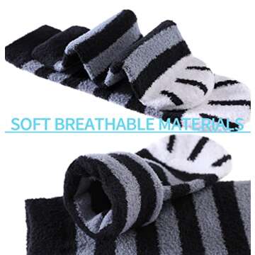 SDBING Kids Fuzzy Socks, Toddlers Non Slip Socks Boys Girls Cute Cozy Winter Warm Crew Socks with Grips 6 Pairs