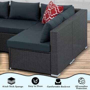 YIORTWO 7 Piece Outdoor Rattan Furniture Set
