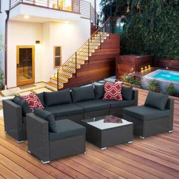 YIORTWO 7 Piece Outdoor Rattan Furniture Set