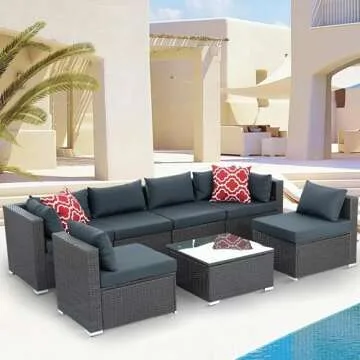 YIORTWO 7 Piece Outdoor Rattan Furniture Set
