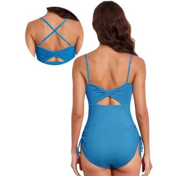 Aleumdr Women's Tummy Control One Piece Swimsuit Cheeky High Cut Bathing Suit Cutout Side Tie Monoki...