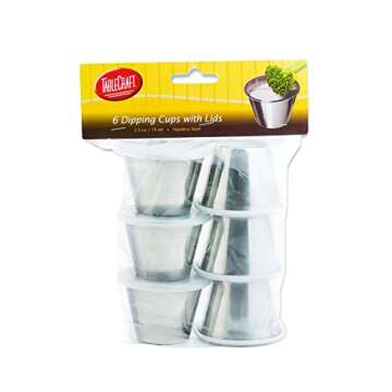 Tablecraft 2.5 oz Dipping Cups with Lids, 2.5-Ounce , 6 Pack, Silver