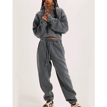 Flygo Women Sweat Set - Stylish Fleece 2 Piece Jogger Tracksuit