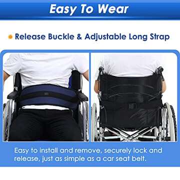 NEPPT Wheelchair Seatbelt Restraints for Dementia Patients Fall Prevention for Elderly Wheelchair Safety Harness for Adults Chair Seat Belt Adjustable Waist Support Straps to Prevent Sliding