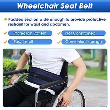 NEPPT Wheelchair Seatbelt Restraints for Dementia Patients Fall Prevention for Elderly Wheelchair Safety Harness for Adults Chair Seat Belt Adjustable Waist Support Straps to Prevent Sliding
