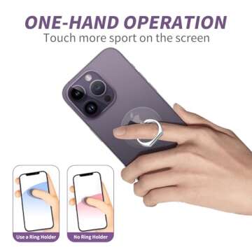 Jsoerpay Cell Phone Ring Holder, Transparent Ring Holder 360°Rotation Finger Ring Stand, Clear Cell Phone Kickstand Compatible with Most of Phones, Tablet and Case, (1Silver+1Black+1Rose Gold+1Gold)