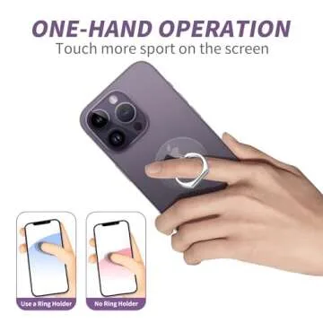 Jsoerpay Cell Phone Ring Holder, Transparent Ring Holder 360°Rotation Finger Ring Stand, Clear Cell Phone Kickstand Compatible with Most of Phones, Tablet and Case, (1Silver+1Black+1Rose Gold+1Gold)