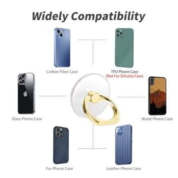 Jsoerpay Cell Phone Ring Holder, Transparent Ring Holder 360°Rotation Finger Ring Stand, Clear Cell Phone Kickstand Compatible with Most of Phones, Tablet and Case, (1Silver+1Black+1Rose Gold+1Gold)