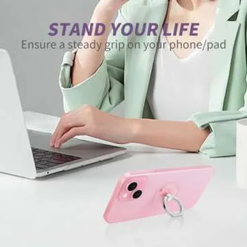 Jsoerpay Cell Phone Ring Holder, Transparent Ring Holder 360°Rotation Finger Ring Stand, Clear Cell Phone Kickstand Compatible with Most of Phones, Tablet and Case, (1Silver+1Black+1Rose Gold+1Gold)