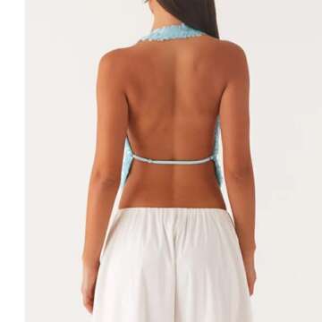 Keliholiyu Sparkly Sequins Tank Top for Trendy Style