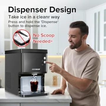 Nugget Ice Maker Countertop, Pebble Ice Maker Machine Pellet Sonic Ice Maker Dispenser Portable for Home/Kitchen/Office, Soft Chewable Ice, Making Ice in 6 Mins, 34Lbs/24H, Self-Cleaning, Ink Black